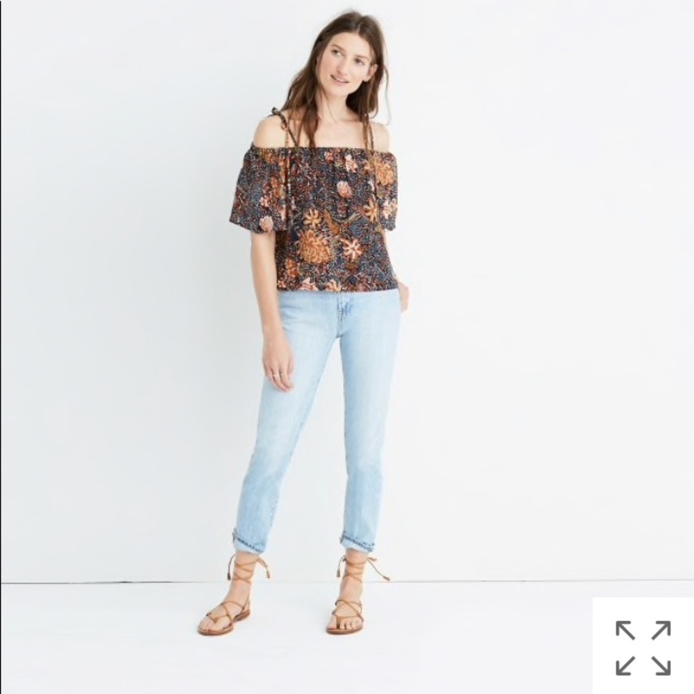 NEW • Madewell • Cold Shoulder Silk Floral Top L